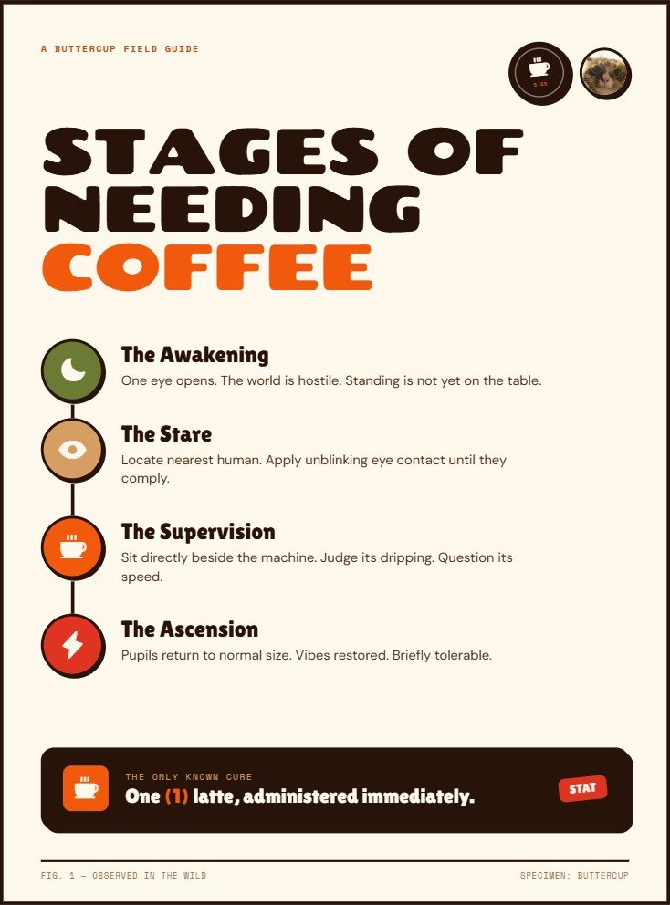 Stages of Needing Coffee infographic poster