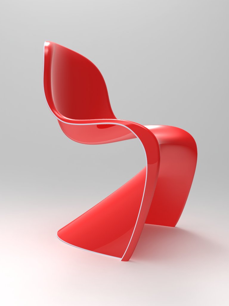 Red cantilever chair render