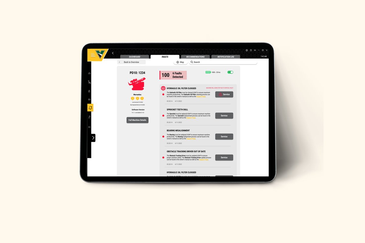 Tablet faults view